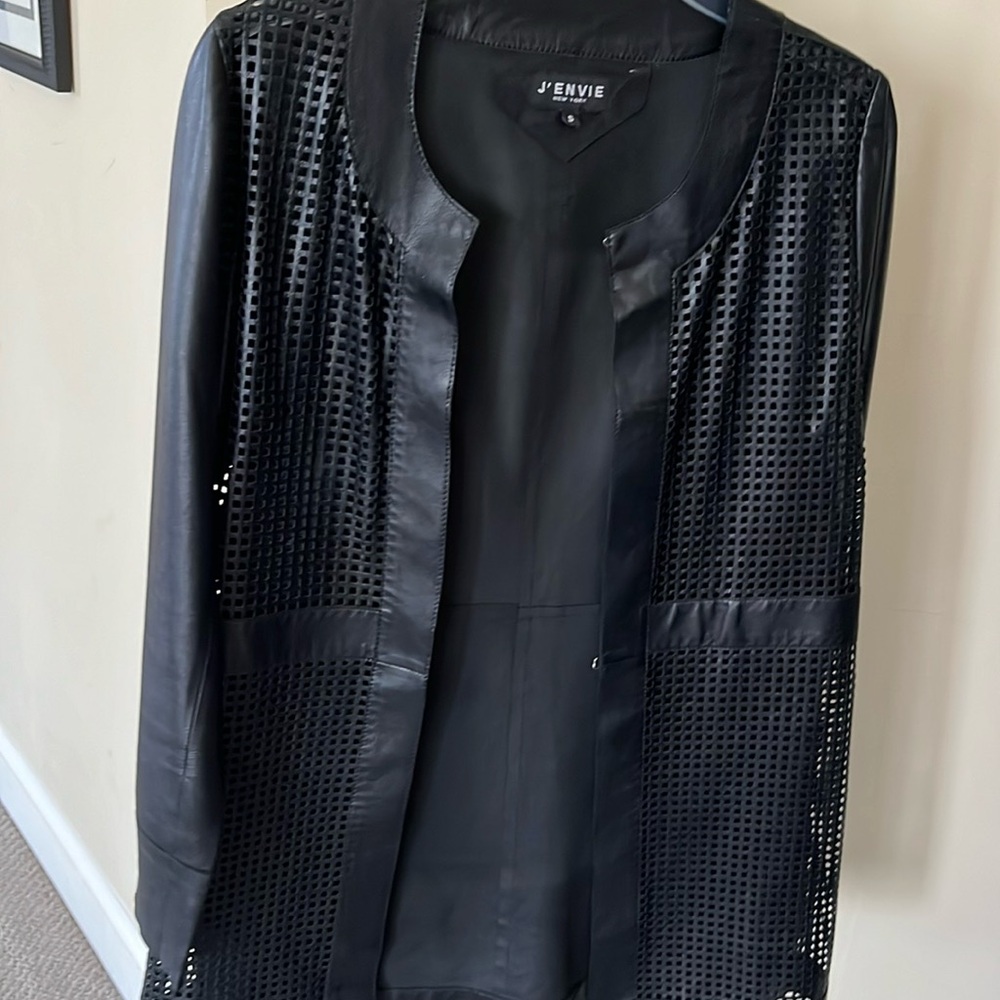 Black leather jacket by J’Envie, small